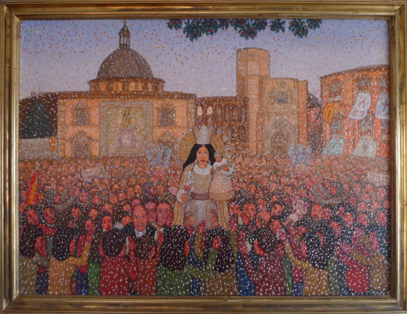 cuadro que representa a una virgen con un niño